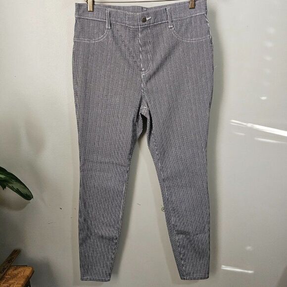 EUC TIME AND TRU BLACK WHITE HOUNDSTOOTH STRETCHY PANTS SIZE L 12-14 - Picture 1 of 14